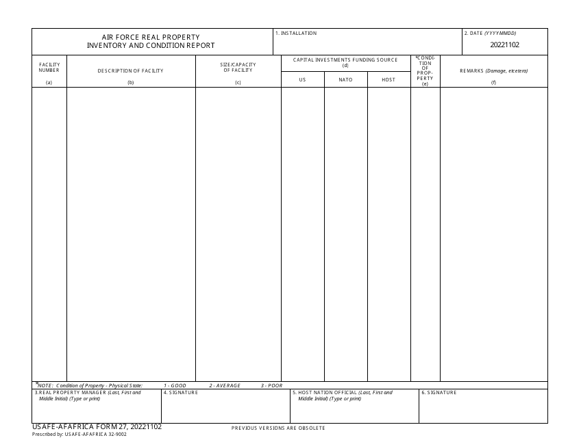 USAFE-AFAFRICA Form 27  Printable Pdf