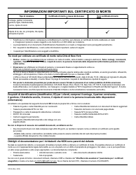 Form VR66 Death Certificate Application - New York City (Italian), Page 2