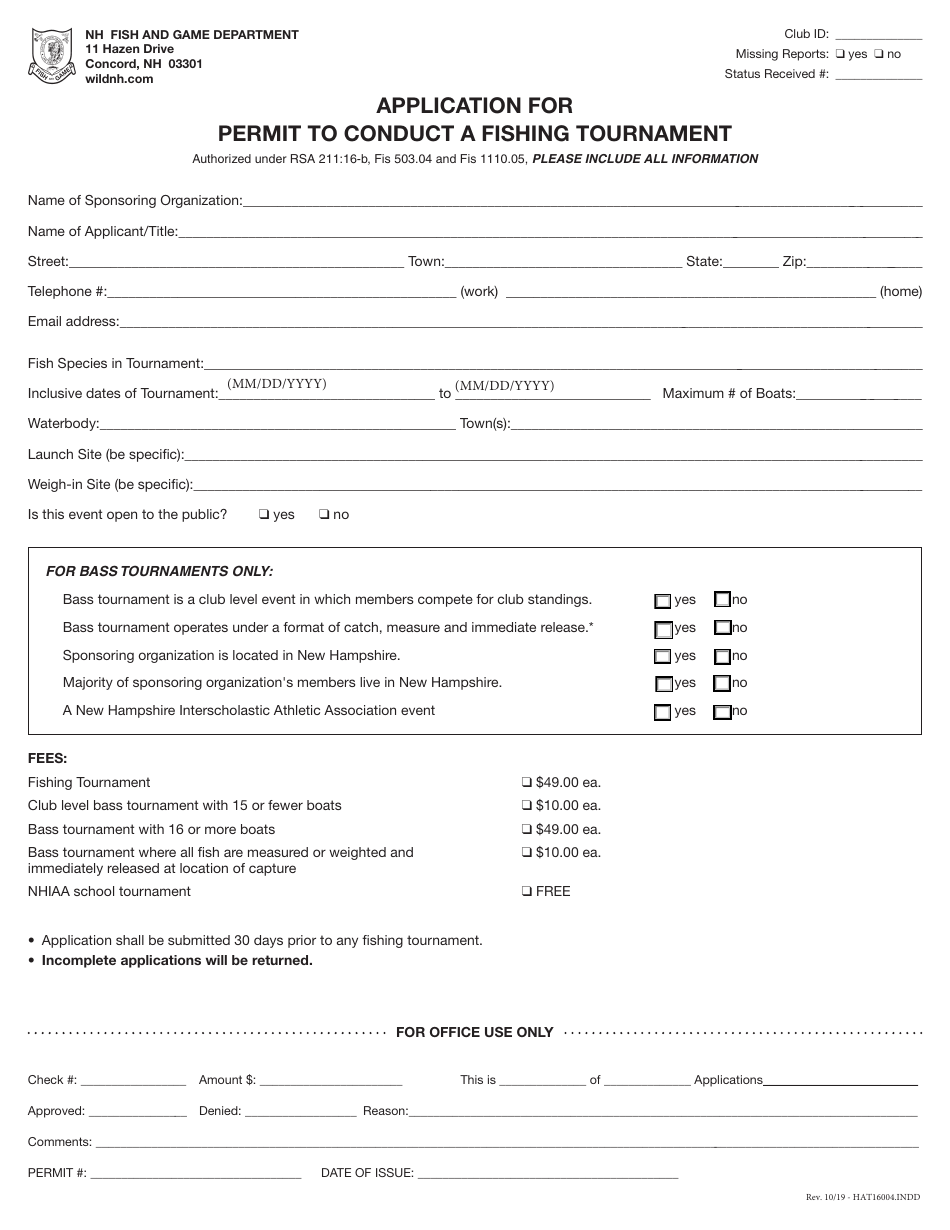 Form HAT16004 Download Fillable PDF or Fill Online Application for ...