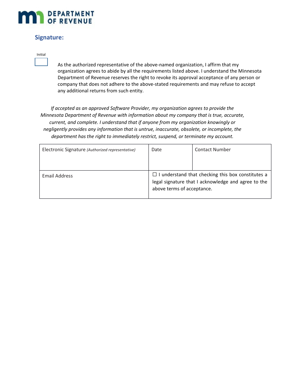 Tax Software Provider Registration Form - Minnesota, Page 9