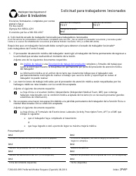 Document preview: Formulario F280-060-999 Solicitud Para Trabajadores Lesionados - Washington (Spanish)
