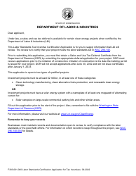Form F303-001-000 Labor Standards Tax Incentive Certification Application - Washington