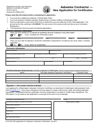Document preview: Form F413-007-000 Asbestos Contractor - New Application for Certification - Washington