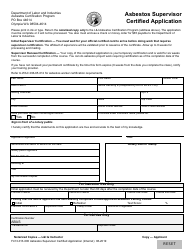 Document preview: Form F413-013-000 Asbestos Supervisor Certified Application - Washington