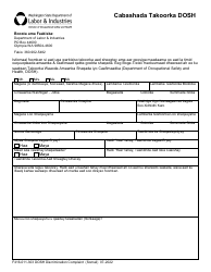 Document preview: Form F416-011-303 Dosh Discrimination Complaint - Washington (Somali)