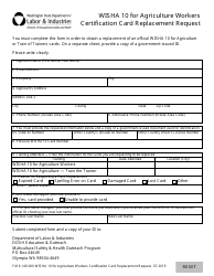 Document preview: Form F416-149-000 Wisha 10 for Agriculture Workers Certification Card Replacement Request - Washington