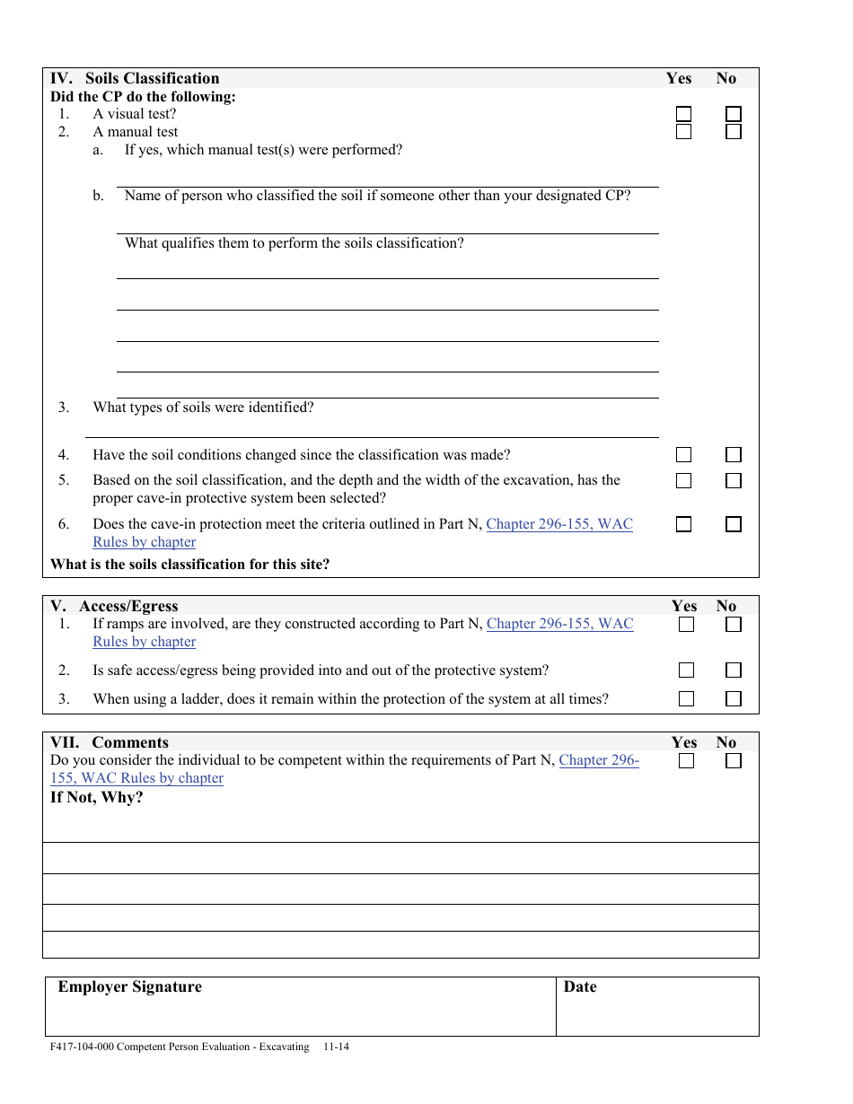 Form F417-104-000 Competent Person Evaluation Excavation and Trenching - Washington, Page 2