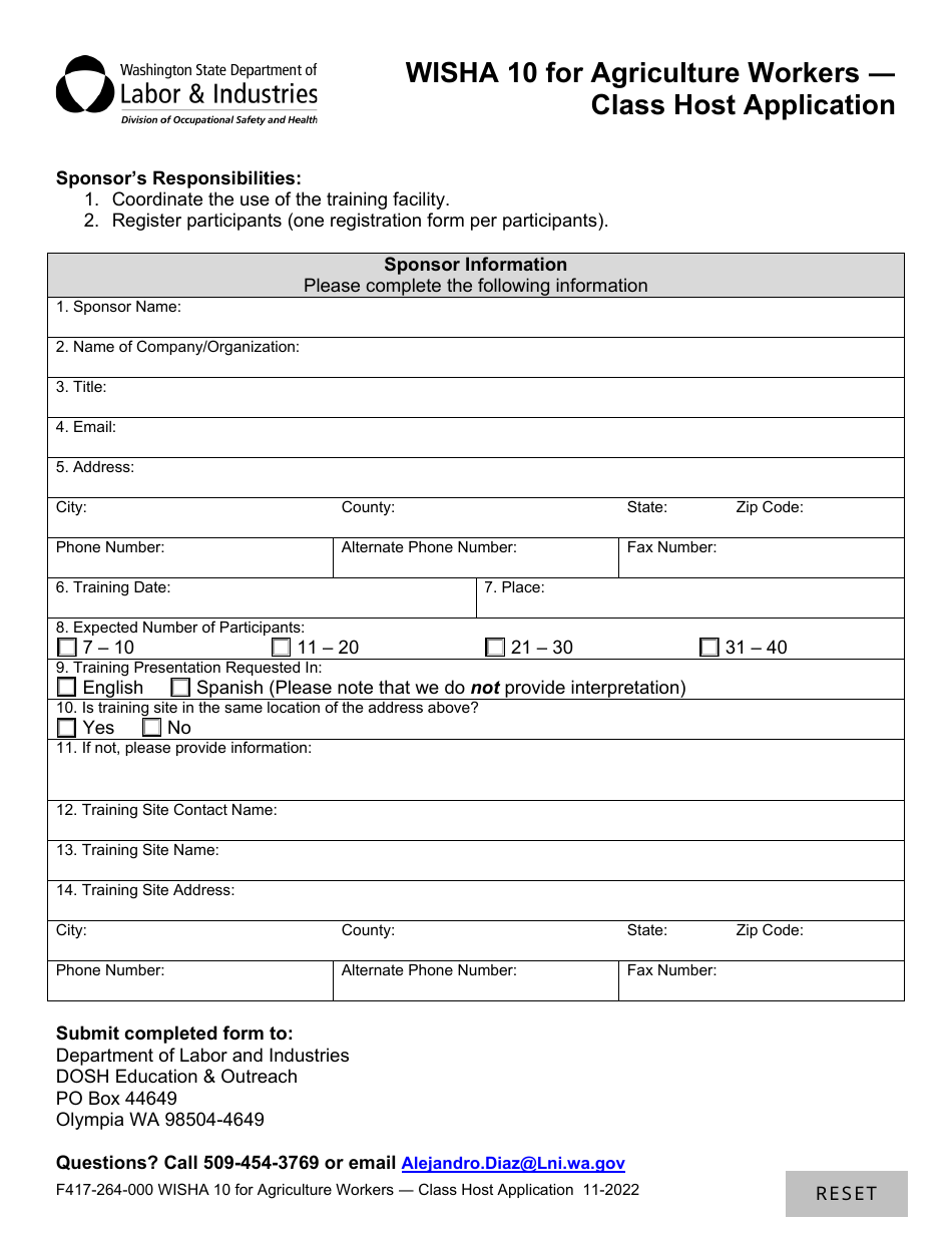 Form F417-264-000 Download Fillable PDF or Fill Online Wisha 10 for ...