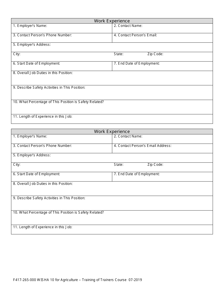 Form F417-265-000 Wisha 10 for Agriculture Workers - Training of Trainers Course - Washington, Page 3