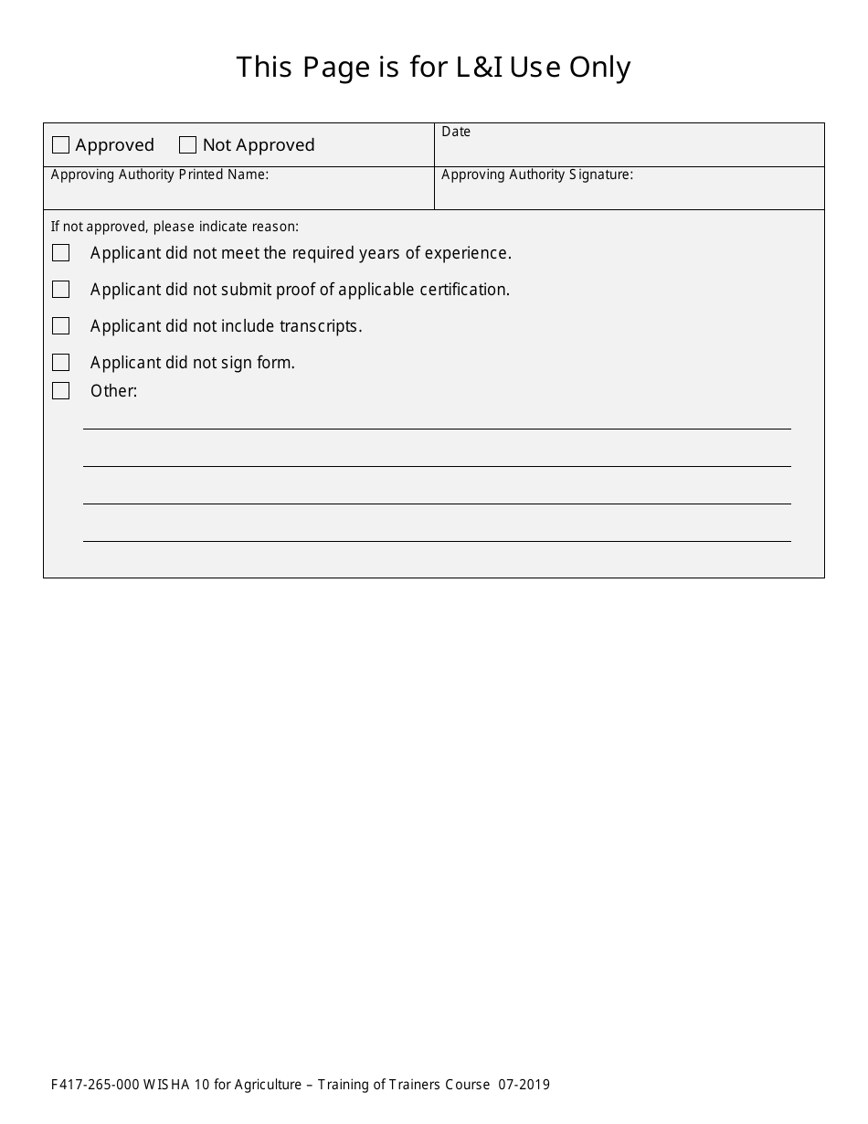 Form F417-265-000 Wisha 10 for Agriculture Workers - Training of Trainers Course - Washington, Page 5