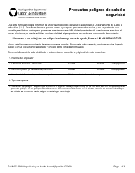 Formulario F418-052-999 Presuntos Peligros De Salud O Seguridad - Washington (Spanish)