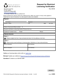 Form F500-128-000 Request for Electrical Licensing Verification - Washington