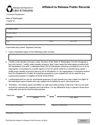 Document preview: Form F625-066-000 Affidavit to Release Public Records - Washington
