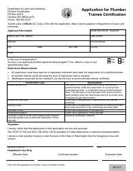 Document preview: Form F627-003-000 Application for Plumber Trainee Certification - Washington