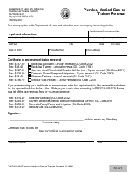 Document preview: Form F627-019-000 Plumber, Medical Gas, or Trainee Renewal - Washington