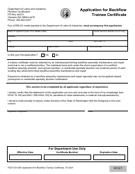 Document preview: Form F627-033-000 Application for Backflow Trainee Certificate - Washington