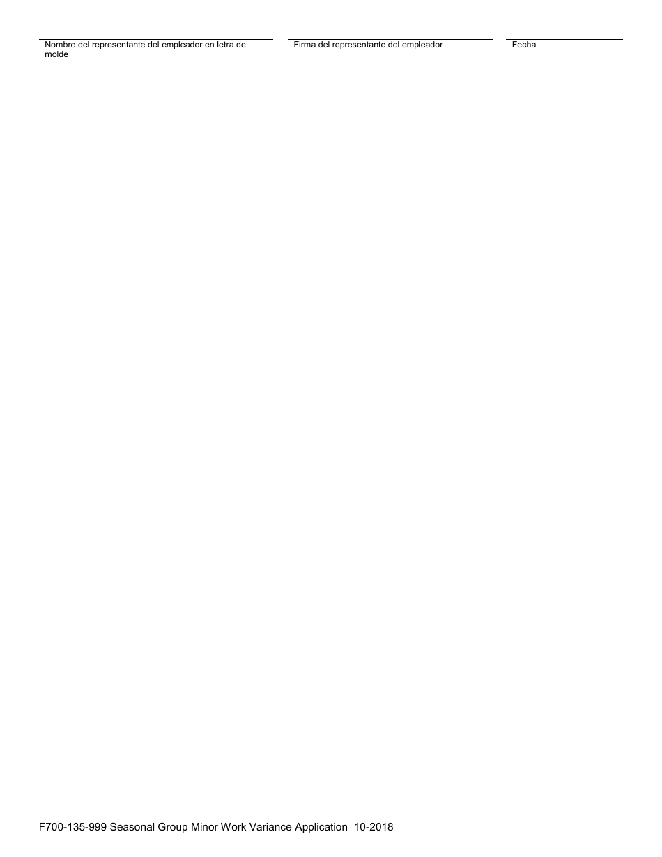 Formulario F700-135-999 Solicitud De Modificacion De Grupo Para Trabajo De Menores Para Trabajo Estacional - Washington (Spanish), Page 2