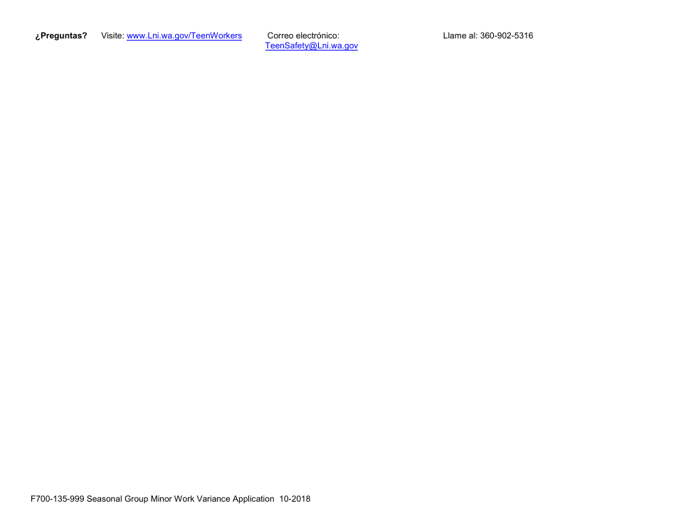 Formulario F700-135-999 Solicitud De Modificacion De Grupo Para Trabajo De Menores Para Trabajo Estacional - Washington (Spanish), Page 4
