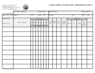 Document preview: Form F700-147-000 Farm Labor Contractor - Certified Payroll - Washington