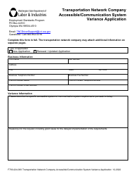 Form F700-224-000 Transportation Network Company Accessible/Communication System Variance Application - Washington, Page 2