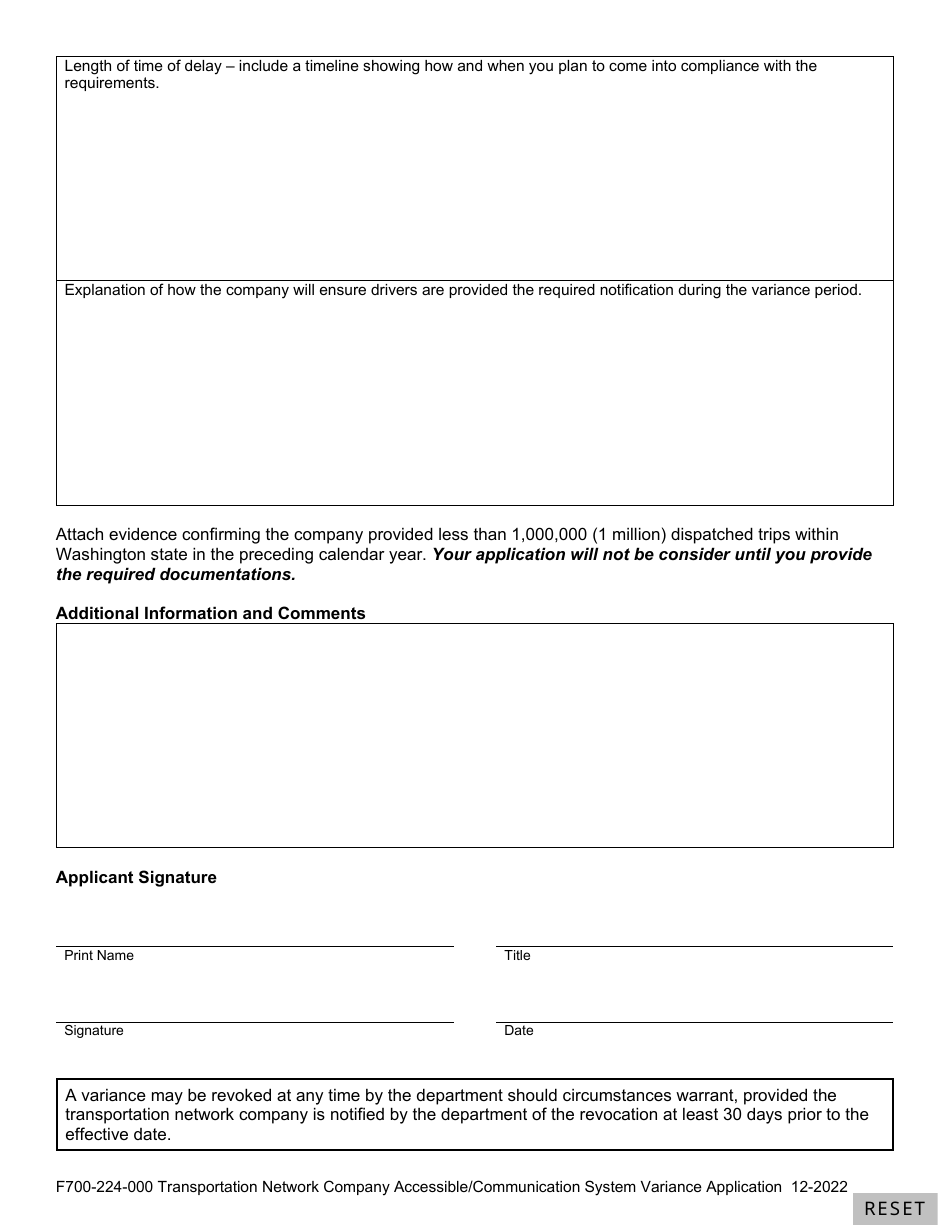 Form F700-224-000 Transportation Network Company Accessible / Communication System Variance Application - Washington, Page 3