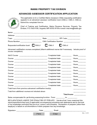 Document preview: Advanced Assessor Certification Application - Maine