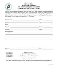Document preview: Individual Request for Certified Maine Assessor Continuing Education Credit - Maine