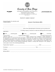 Document preview: Property Owner Consent - County of San Diego, California