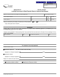 Document preview: Form 150-490-017 Application to County to Delay Foreclosure of Real Property Taxes on Deferred Homestead - Oregon