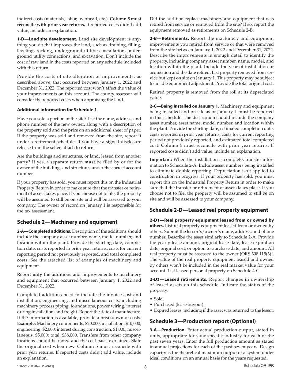 Form 150-301-032 Schedule OR-IPR Industrial Real Property Schedules - Oregon, Page 4
