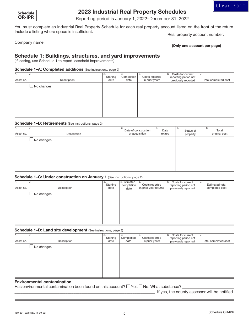 Form 150-301-032 Schedule OR-IPR Industrial Real Property Schedules - Oregon, Page 6