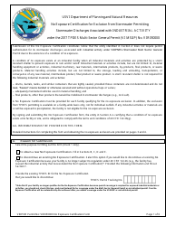 Document preview: No Exposure Certification for Exclusion From Stormwater Permitting for Stormwater Discharges Associated With Industrial Activity Under the 2017 Tpdes Multi-Sector General Permit (VI Msgp) No. Vir050000 - Virgin Islands