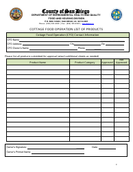 Class a Cottage Food Operation Application - County of San Diego, California, Page 9