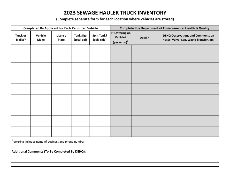 Sewage Hauler Truck Inventory - County of San Diego, California, Page 2