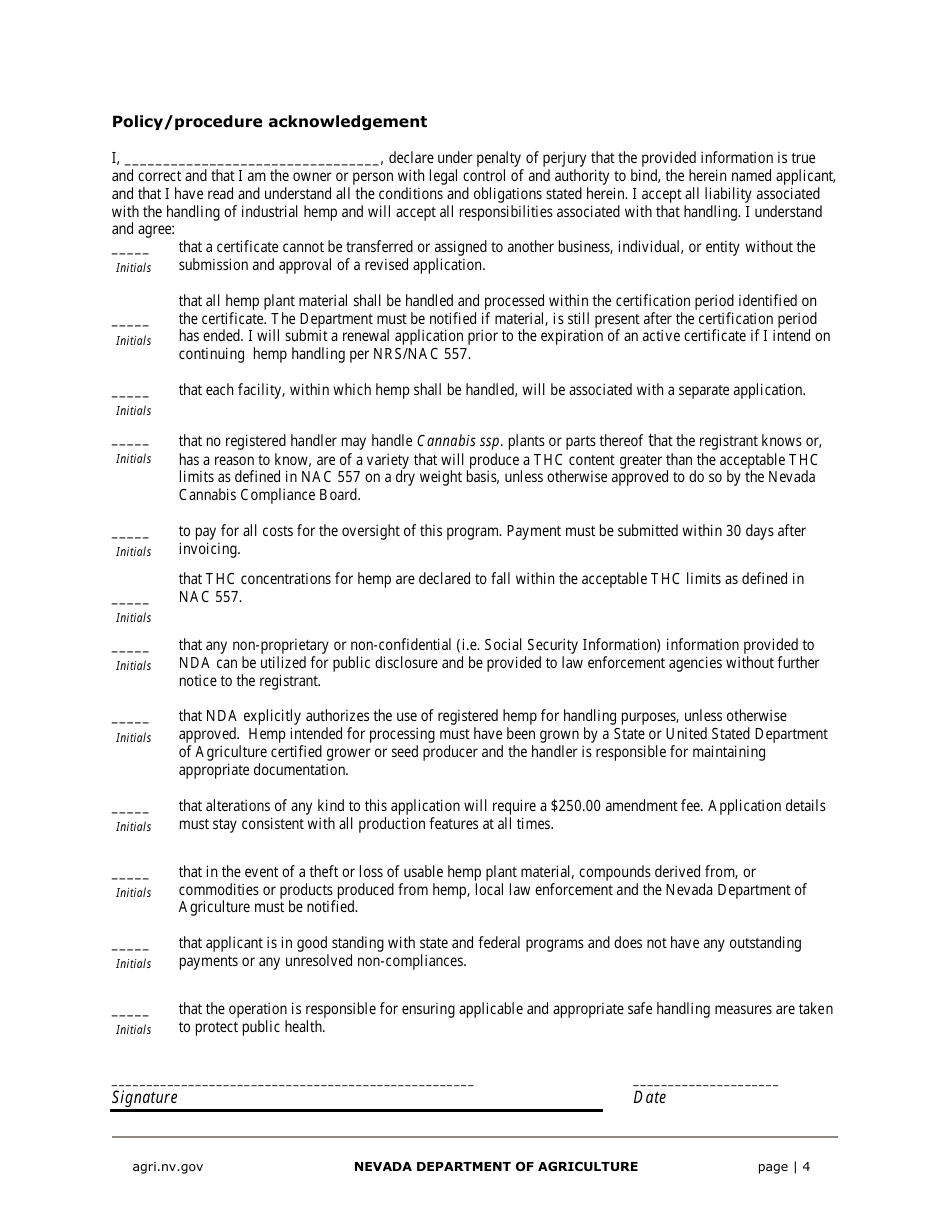 Hemp Handler Application - Nevada, Page 4