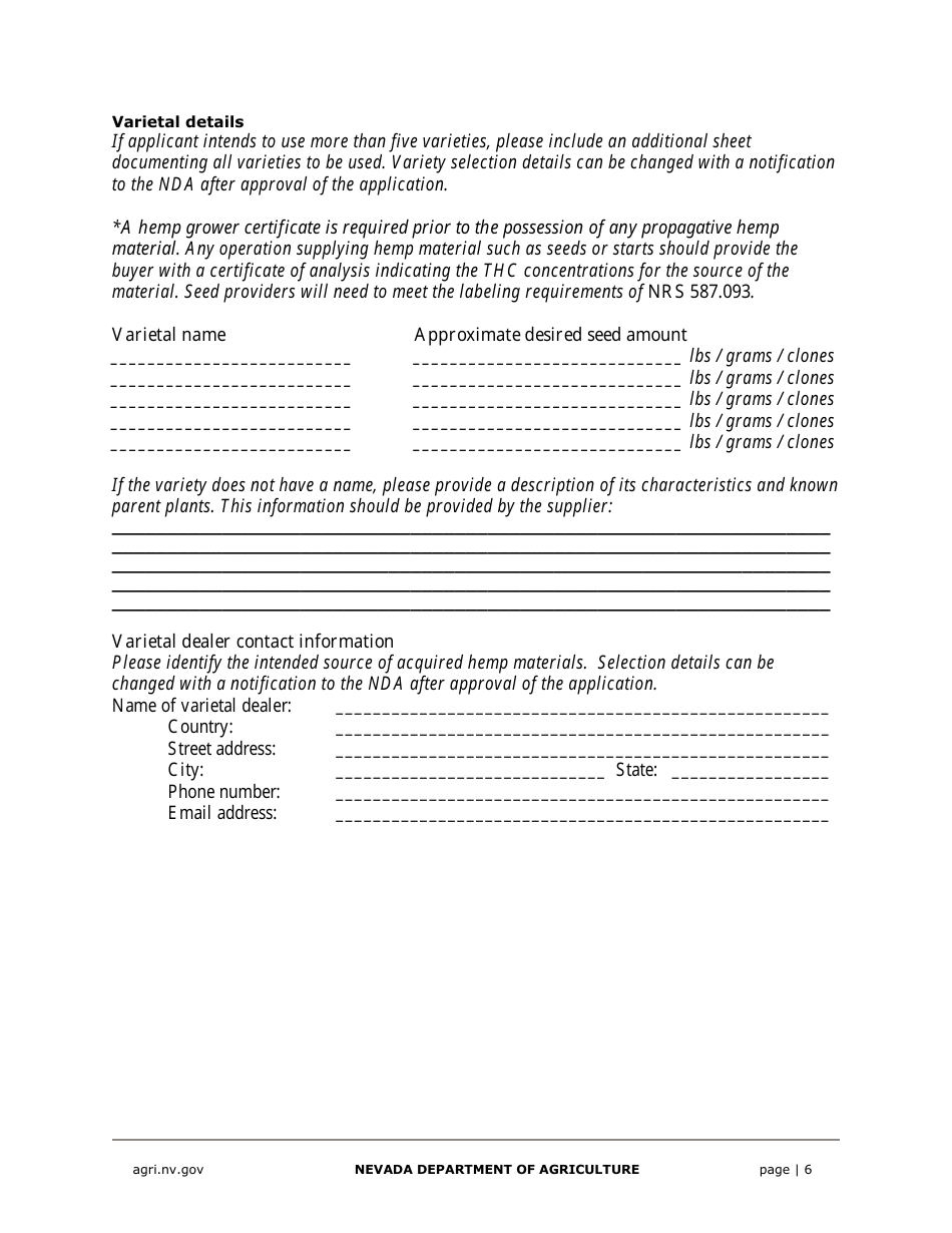 Hemp Grower Application - Nevada, Page 6
