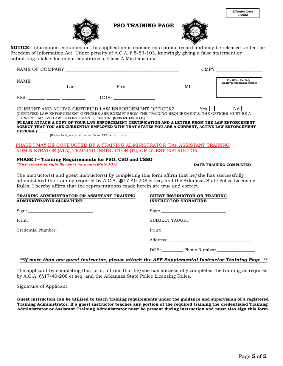 Private Security Officer Application - Arkansas, Page 5