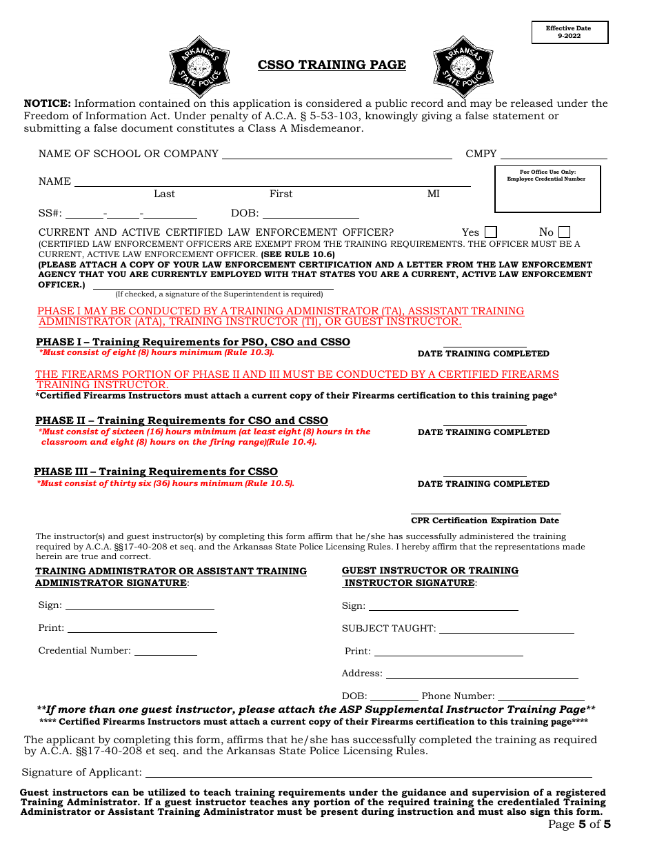 Commissioned School Security Officer Application - Arkansas, Page 5