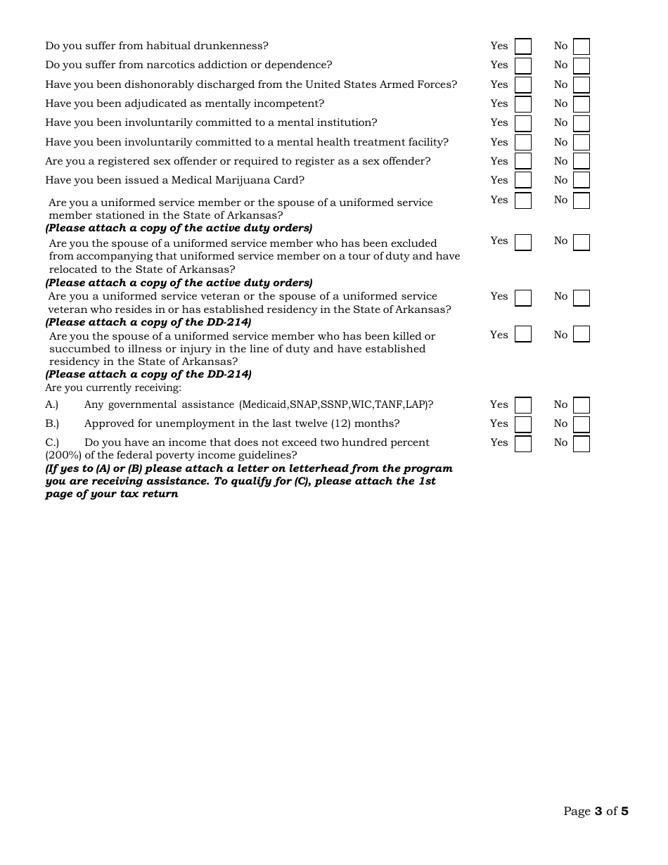Commissioned Security Officer Renewal Application - Arkansas, Page 3