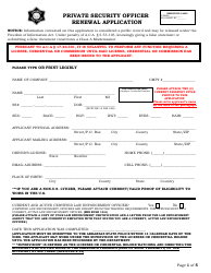 Document preview: Private Security Officer Renewal Application - Arkansas