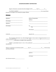 Document preview: Acknowledgement of Corporation - Miami-Dade County, Florida