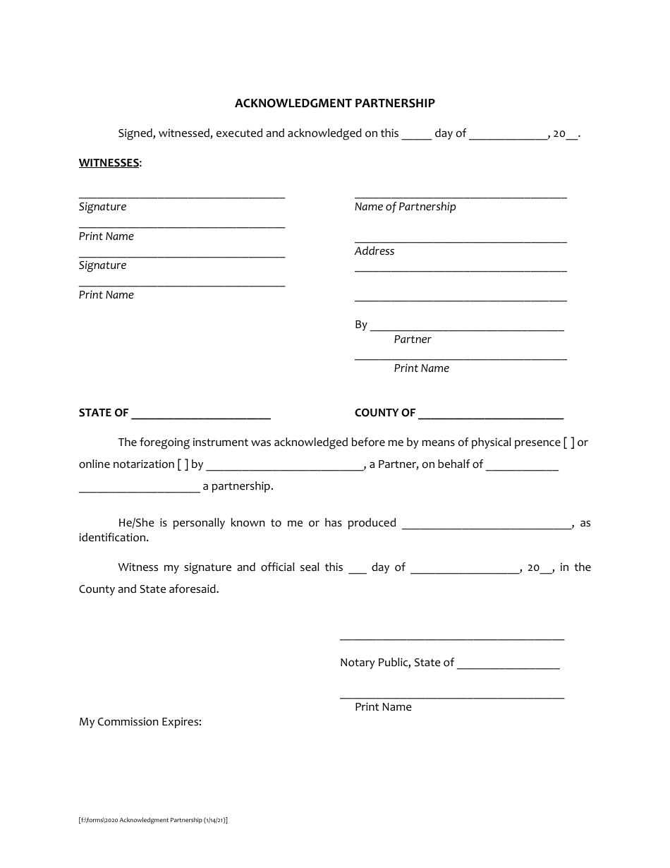 Miami-Dade County, Florida Acknowledgment Of Partnership - Fill Out ...