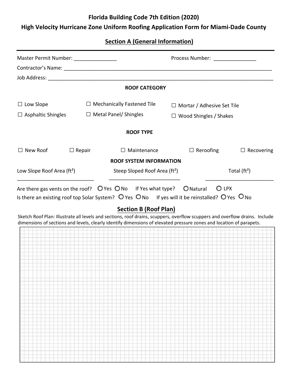 High Velocity Hurricane Zone Uniform Roofing Application Form for Miami-Dade County - Miami-Dade County, Florida, Page 2