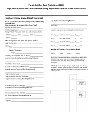 High Velocity Hurricane Zone Uniform Roofing Application Form for Miami-Dade County - Miami-Dade County, Florida, Page 3