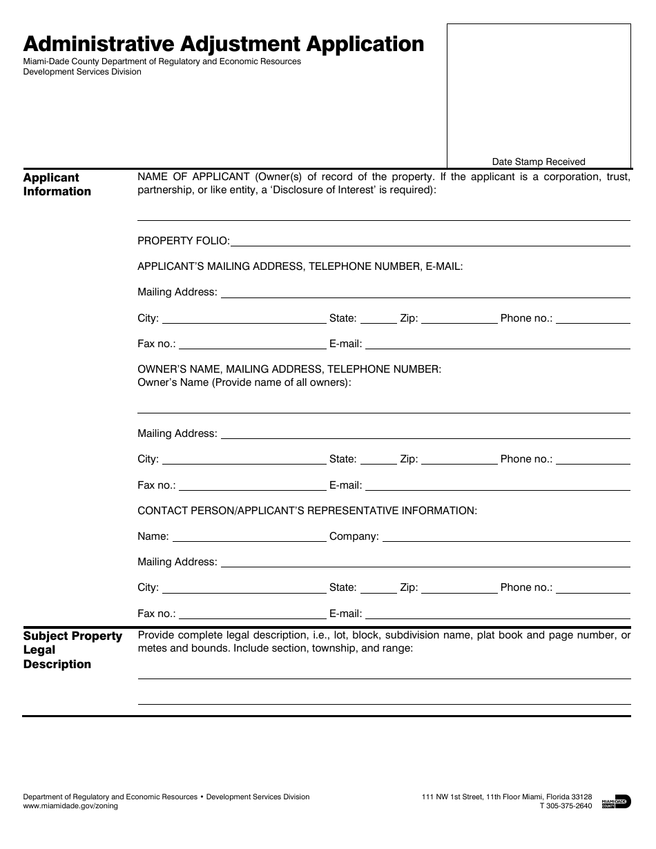 Administrative Adjustment Application - Miami-Dade County, Florida, Page 4