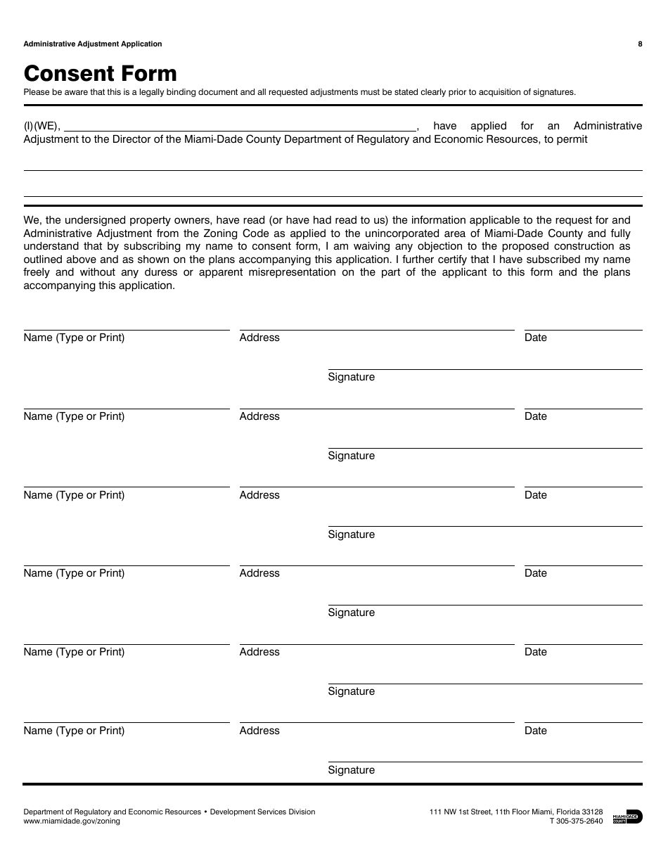 Administrative Adjustment Application - Miami-Dade County, Florida, Page 8