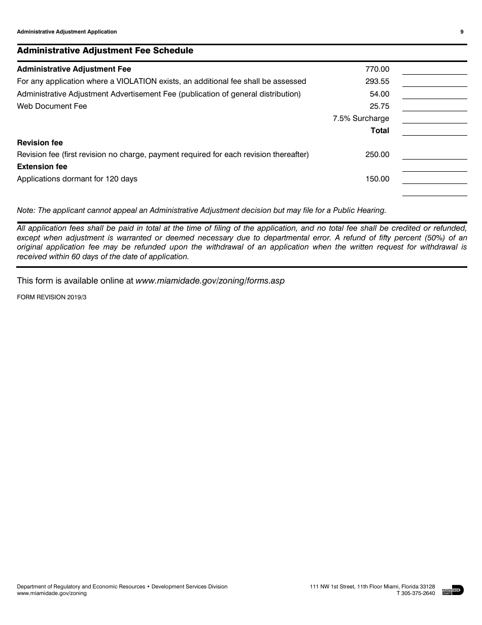 Administrative Adjustment Application - Miami-Dade County, Florida, Page 9