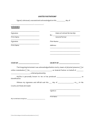Document preview: Acknowledgement of Limited Partnership - Miami-Dade County, Florida