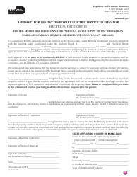 Document preview: Form 123_01-137 Affidavit for 180 Day Temporary Electric Service to Elevator - Miami-Dade County, Florida