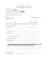 Document preview: Application for Public Hearing - Appeal of Administrative Decision Application - Miami-Dade County, Florida